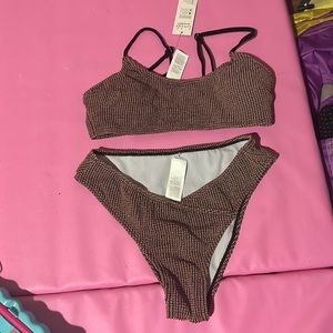 high waisted brown/gold two piece